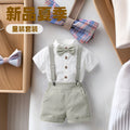 Newborn boy's first birthday outfit, baby boy's british gentleman suit, summer children's clothing, boy's shirt for spring and summer