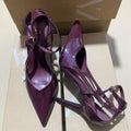 Za2024autum pointed toe burgundy high-heeled sandals thin heel back strap daily easiest for match whitening high-heeled sandals for women