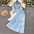French chic v-neck embroidered jacket & high-waisted pleated skirt set - slimming, elegant, and stylish two-piece outfit for spring and autumn