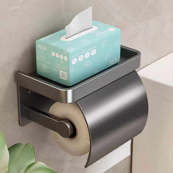 Toilet No Punching Tissue Holder Mobile Phone Shelf Toilet Bathroom Toilet Hand Carton Household Wall Hanging Roll Paper Holder