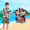 European and american cross-border children's clothing: dad & son vacation outfit, family matching beach style short-sleeve boy's floral shirt
