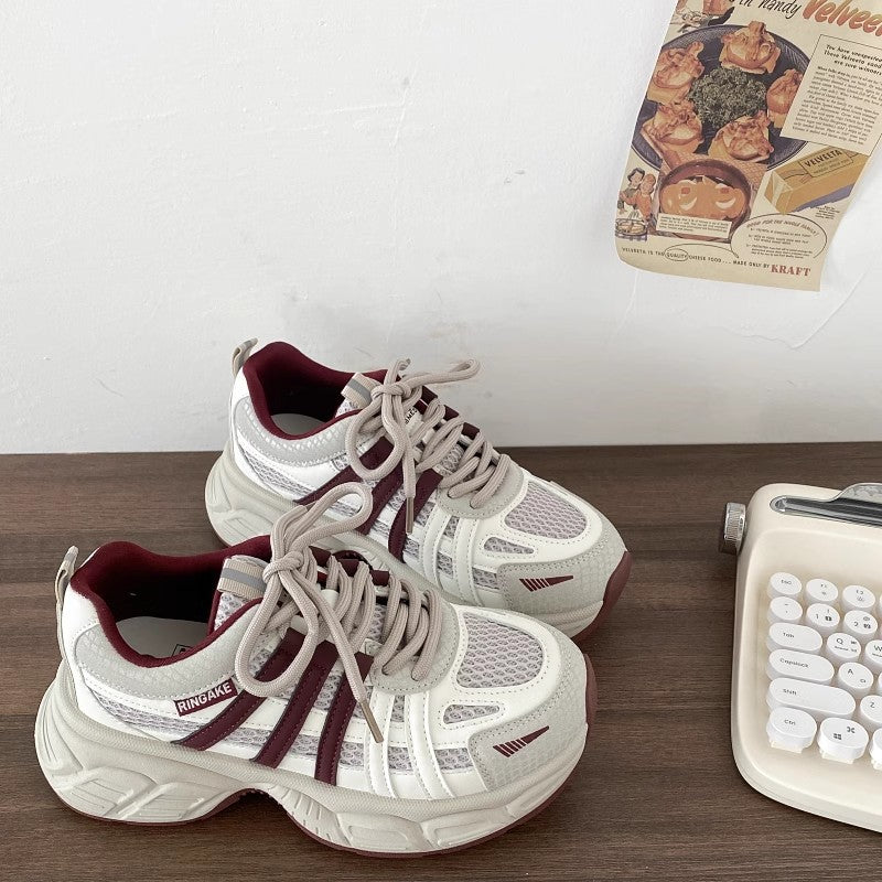 Vintage chunky platform sneakers for women - new spring 2026 collection: height-boosting, versatile, lightweight, casual athletic shoes that make your feet look smaller