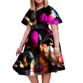 C8573 summer new fashion cross-border elegant women's tie-up printed african plus size midi dress - export dress