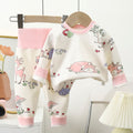 Kidsa type pure cotton boneless cartoon plaidintimates partial placket suit pajamas baby round neck autumn clothes high waist autumn pants
