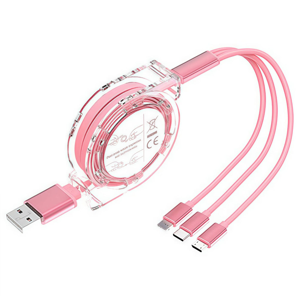Logo telescopic data cable one to three-in-one car mobile phone gift charging cable suitable for apple android typec