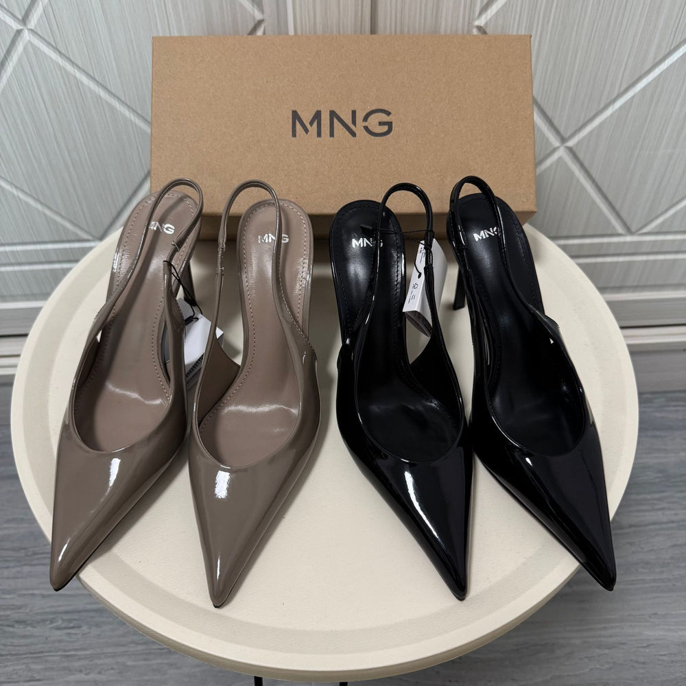 Mng women's high heels - spring 2026 new arrivals: patent leather pointed-toe elegant pumps, stiletto heel mules