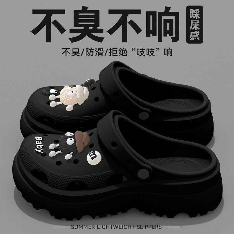 Pregnant women's high heels non-slip soft bottom crocs women's 2025new arrivaloutwearsummerpvcthick sole toe cap slippers