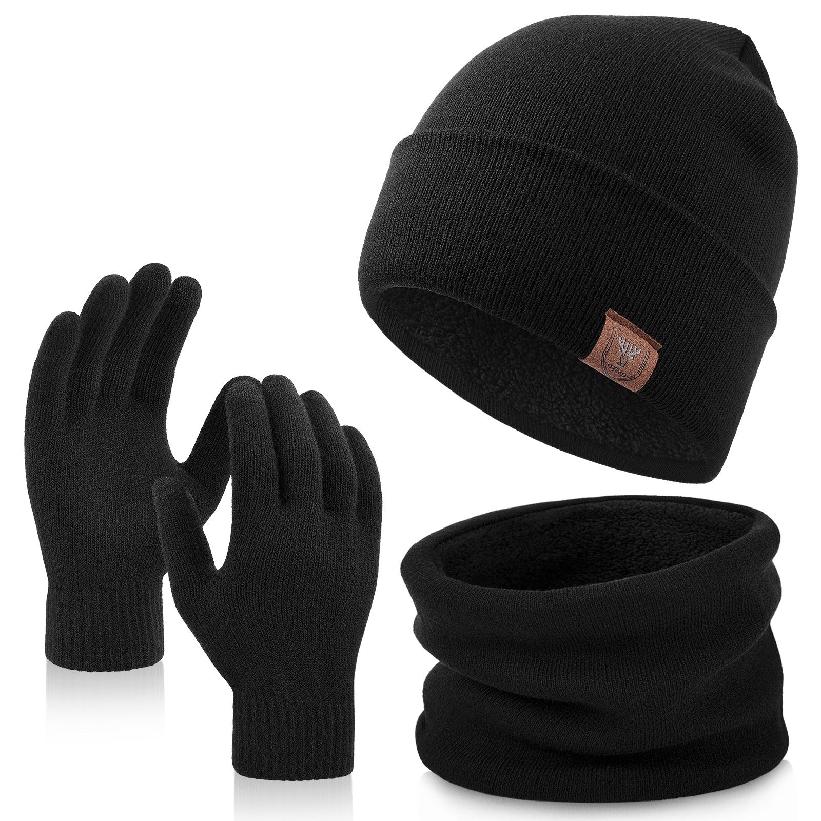 Cross-border knitted hat, scarf, gloves three-piece set, adult autumn and winter cold-proof and warm hat, scarf gift box set