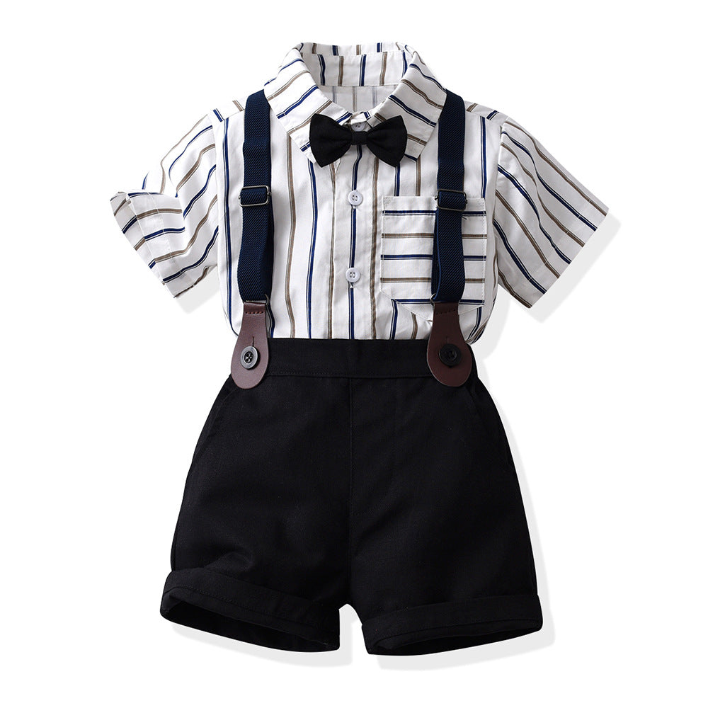 Korean style boys' striped shirt set - new spring collection - kids' spring/summer outfit - stylish boy's clothing - trendy baby boy clothes