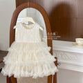 summer new girls' fashion floral embroidered sleeveless puffy soft tulle skirt chic and stylish dress princess dress
