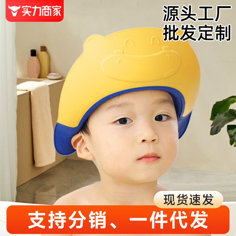 Baby hair washing headband - waterproof, ear-protecting soft silicone kids' shampoo cap - infant bath visor - child water blocker shampoo hat