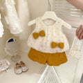 Girls' summer outfit set: fresh new style baby shorts princess two-piece top, kids' summer sleeveless outing clothes