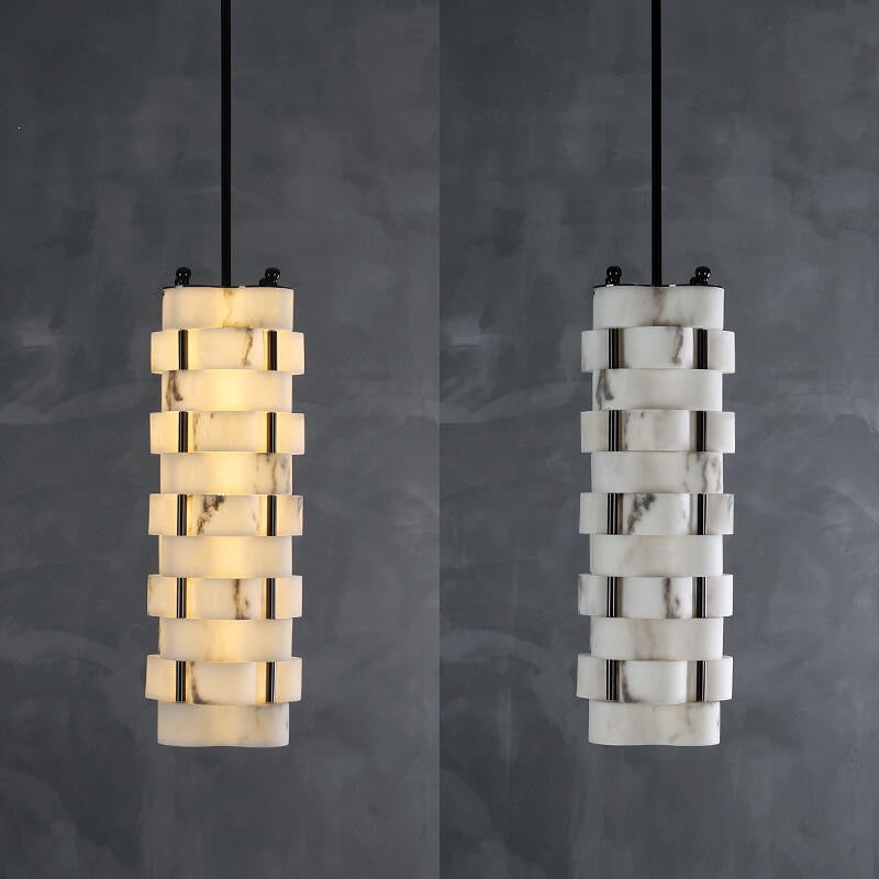 Modern minimalist faux marble pendant light - bedroom bedside, unique restaurant, designer style, light luxury bar, ultra-minimalist lighting fixture