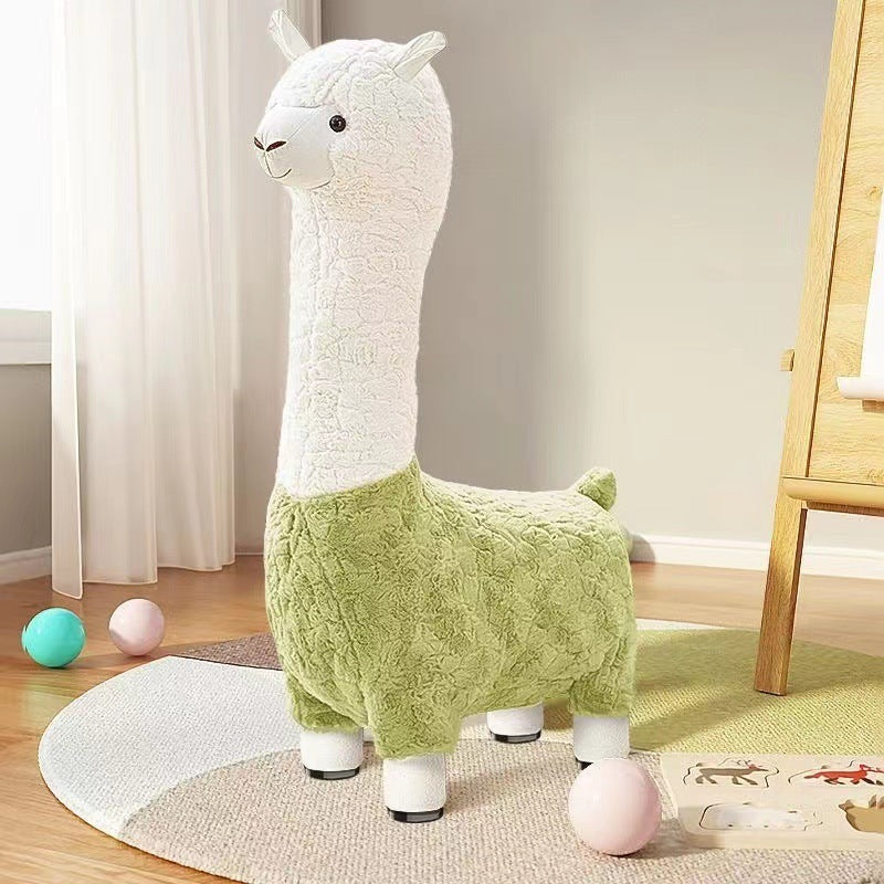 Alpaca seat with wheels Internet celebrity pulley stool large plush giraffe seat cute