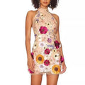 2025 spring collection: european & american style embroidered halter neck bodycon mini dress - perfect for special occasions & work