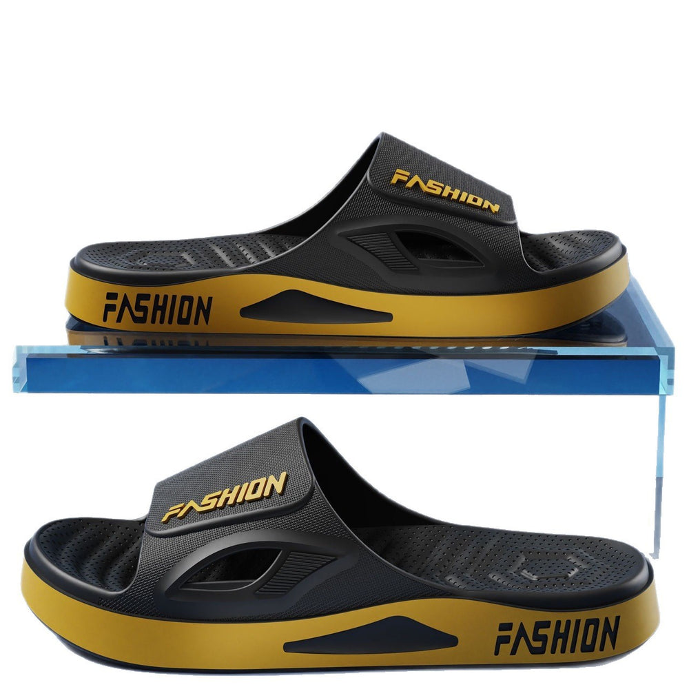 Men's summer sports slippers: new trendy outdoor beach, home, and bath thick-soled one-strap sandals