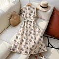 new arrivalprinting chinese style feather shirt sleeveless slimming look round neck frenchdress