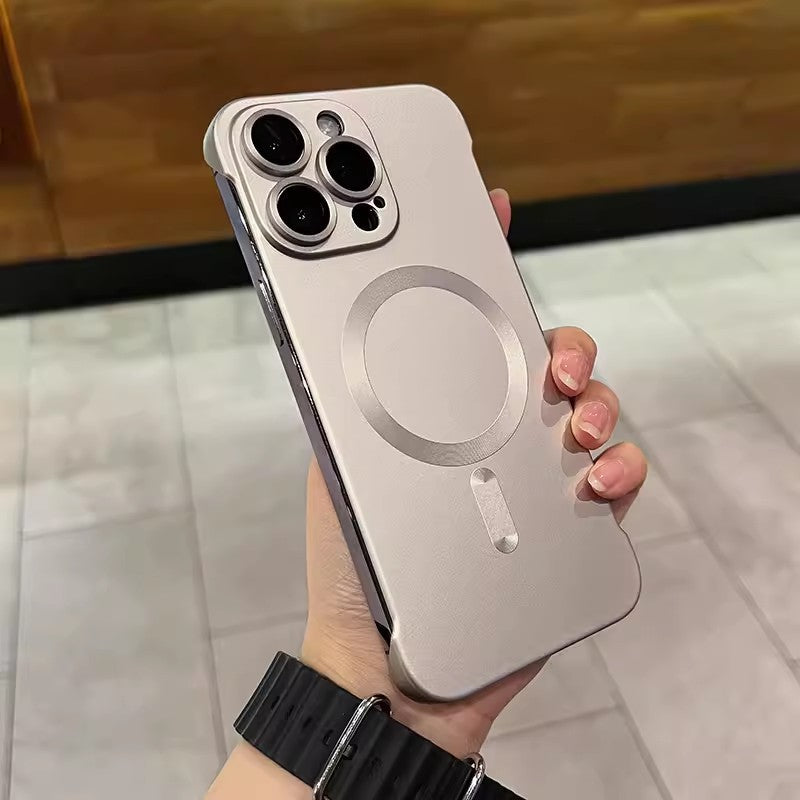 Ultra-thin frameless metallic paint magnetic suction suitable for iphone17pro mobile phone case apple 15 lens film protective cover