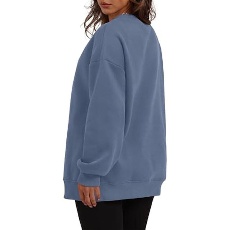 women's relaxed fit crewneck sweatshirt - autumn/winter casual top, european & american street style