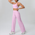 Casual outerwear sexy back yoga wear high waist wide leg straight-legpantssuit running training fitness sportswear