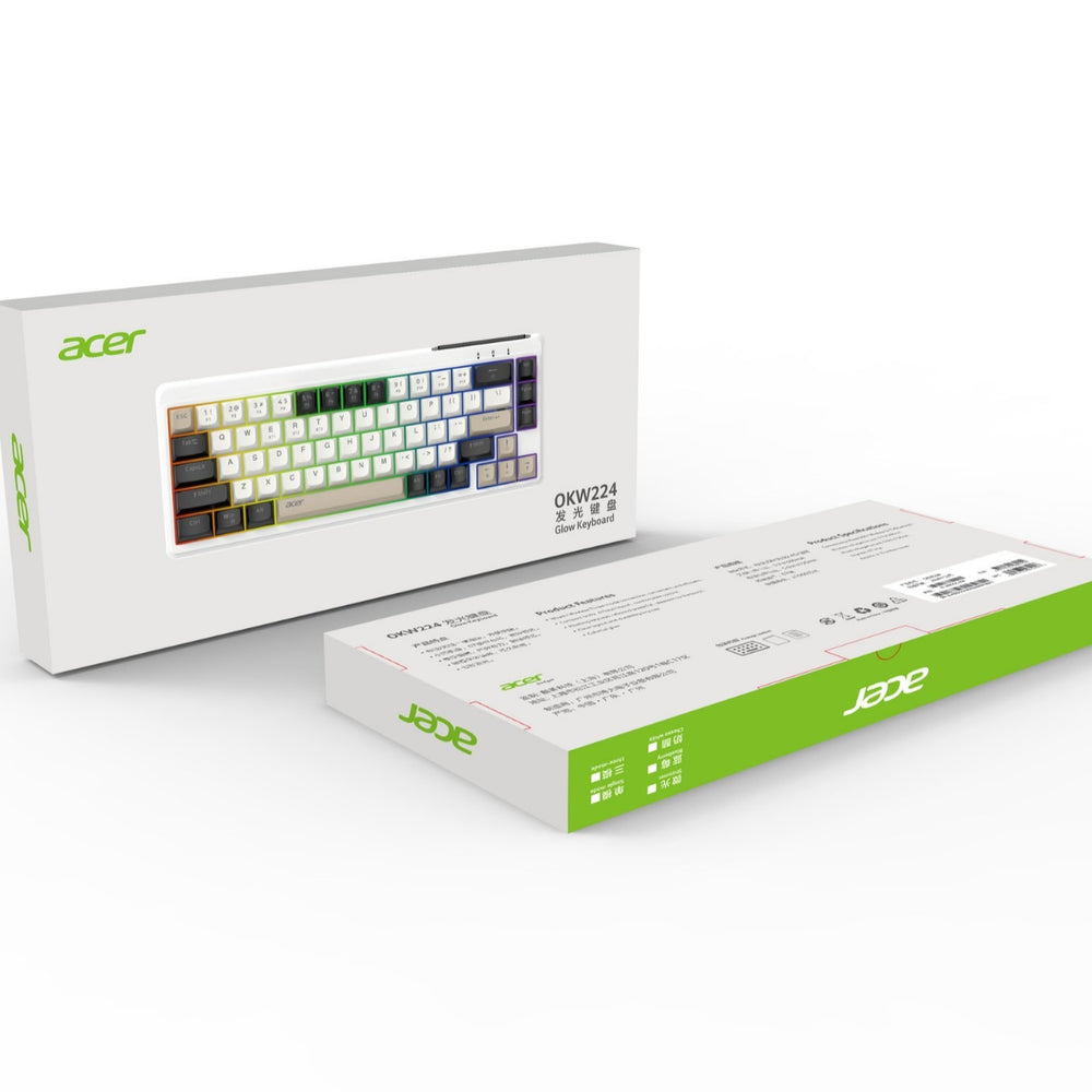 Acer 67-key wired keyboard - rgb backlit, mechanical feel, gaming & office keyboard, usb, stylish tri-color design, 224 keys