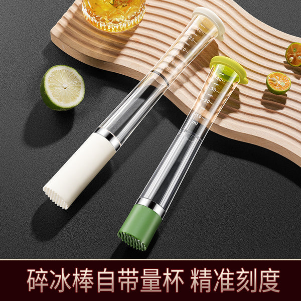 Silicone with graduated mashing stick, crushed ice hammer, hand-beaten lemon tea tool, pounded popsicle, crushed juice stick, fruit juice stick