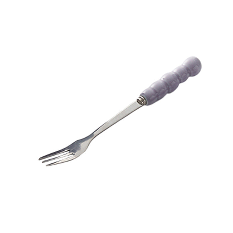 Influencer-approved creamy fruit fork set: electroplated, luxe storage jar, high-value coffee table decor, fruit picks