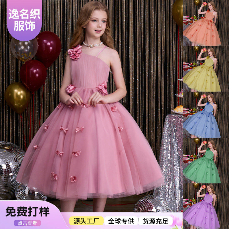 Girls' dresses  new custom 3d floral european and american high-end children's wear princess dress girl dresses