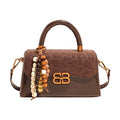 French fashion handbag small square bag women's retro color block leopard print shoulder bag autumn and winter high-end color block crossbody bag