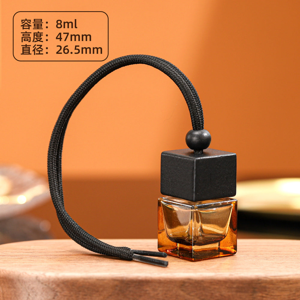 Car perfume bottle empty bottle hanging square cover colorful aromatherapy bottle essential oil refill bottle thickened lanyard glass bottle