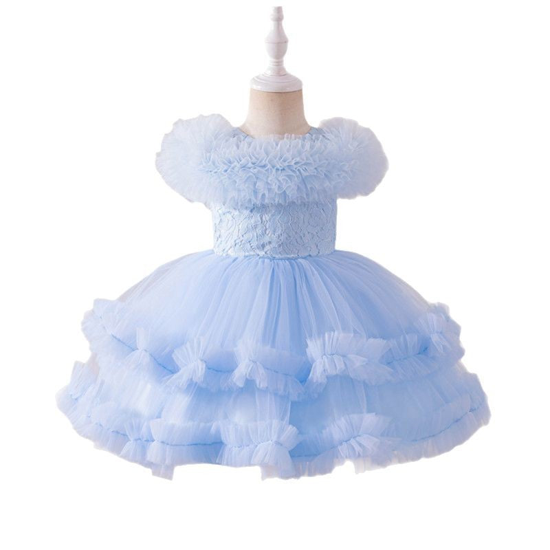 Girls' tutu dress summer european and american style flower girl wedding dress princess dress girl's birthday piano performance dress