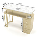 Widened 45cm marble nail table and chair set - special offer! economical single/double, light luxury, multi-functional, odorless, carbon steel with baked enamel finish