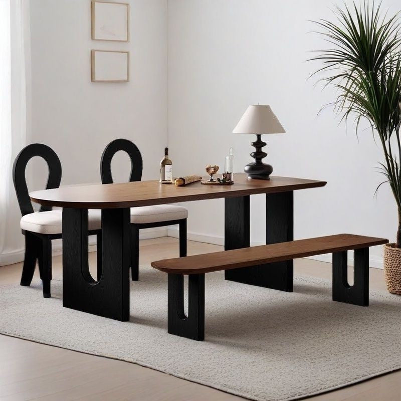 French medieval style solid wood island dining table and chairs for home small apartment wall-mounted semi-circular dining table negotiation reception long table