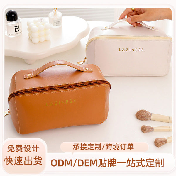 Manufacturer Customized Organ Capacity Makeup Brush Wholesale Cosmetic Bag Washing PU Large Pillow Travel Storage Bag Multifunctional
