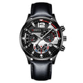 Men's cross-border fashion watch - date, six-hand, leather strap, quartz movement, luminous sports wristwatch - wholesale gold