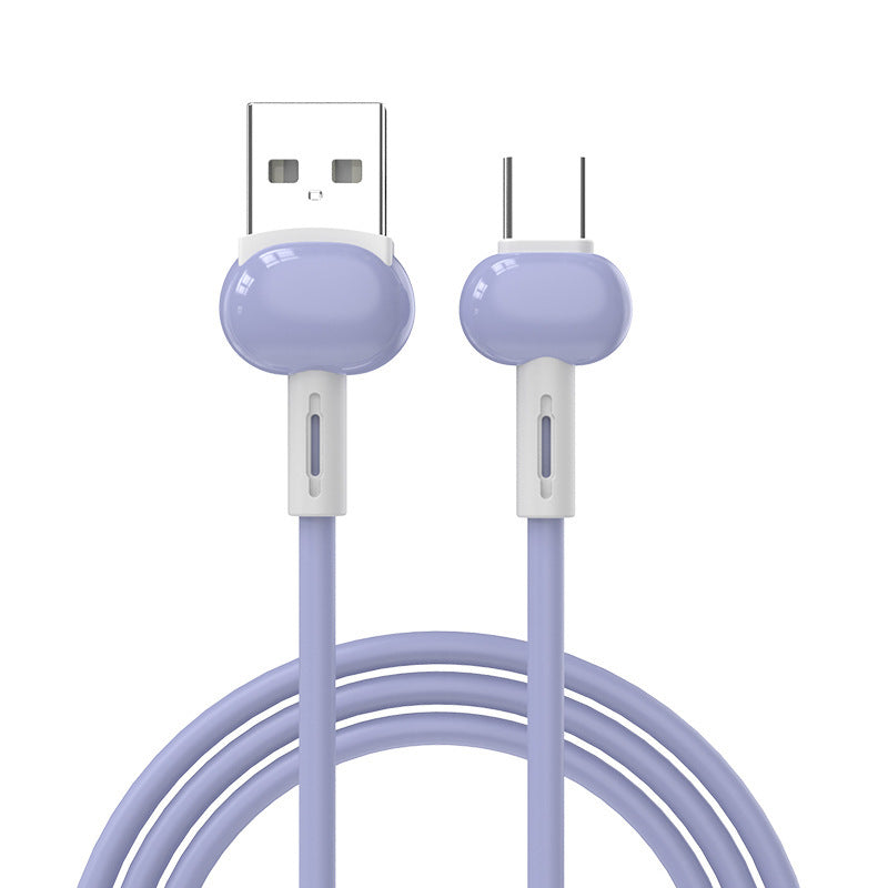 Liquid tpe macaron data cable type-c, compatible with android and iphone, liquid silicone fast charging cable 3a