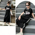 versatile girls' summer outfit: korean style sporty & casual fashion short-sleeve t-shirt and skirt two-piece set