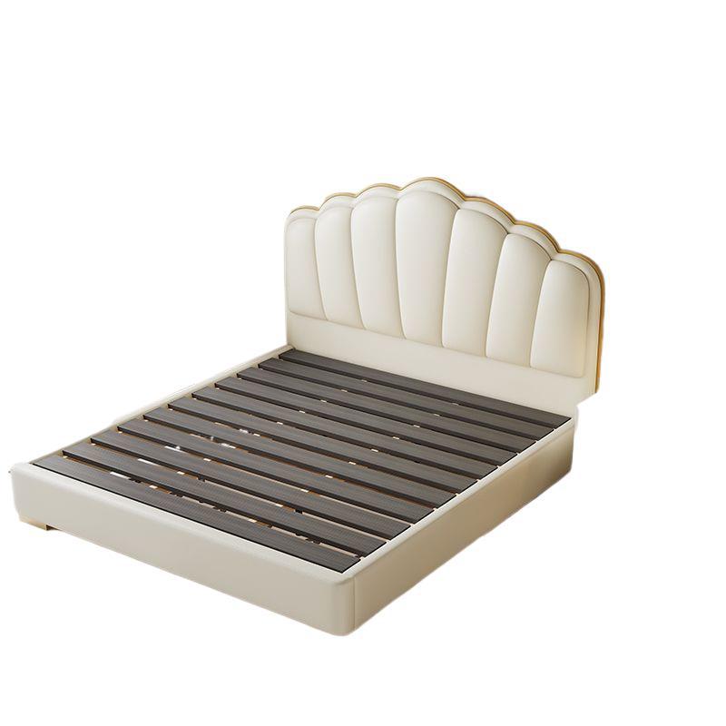 Cream style shell leather bed accessible luxury modern casual 1.8m double bed master bedroom classyelegant soft-packed wedding bed