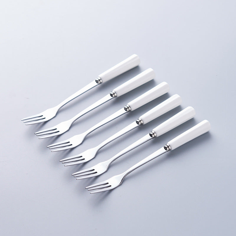 Creative stainless steel fruit fork spoon ceramic storage jar nordic fruit fork spoon household fruit fork storage set