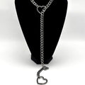 European and american new lariat heart necklace o-ring sliding chain necklace hip hop punk rock stainless steel pendant
