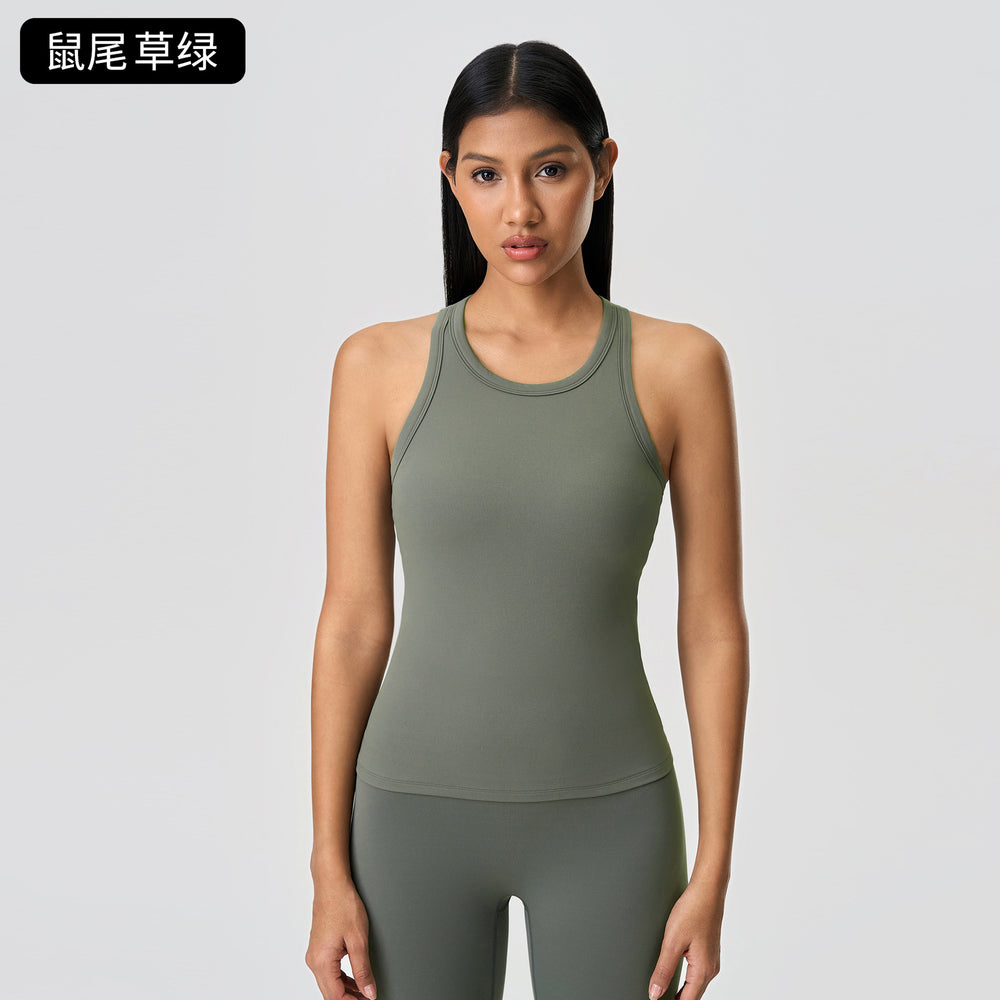 Spring/summer new racerback sports bra top for women - padded, slim-fit, sleeveless workout yoga top d25057