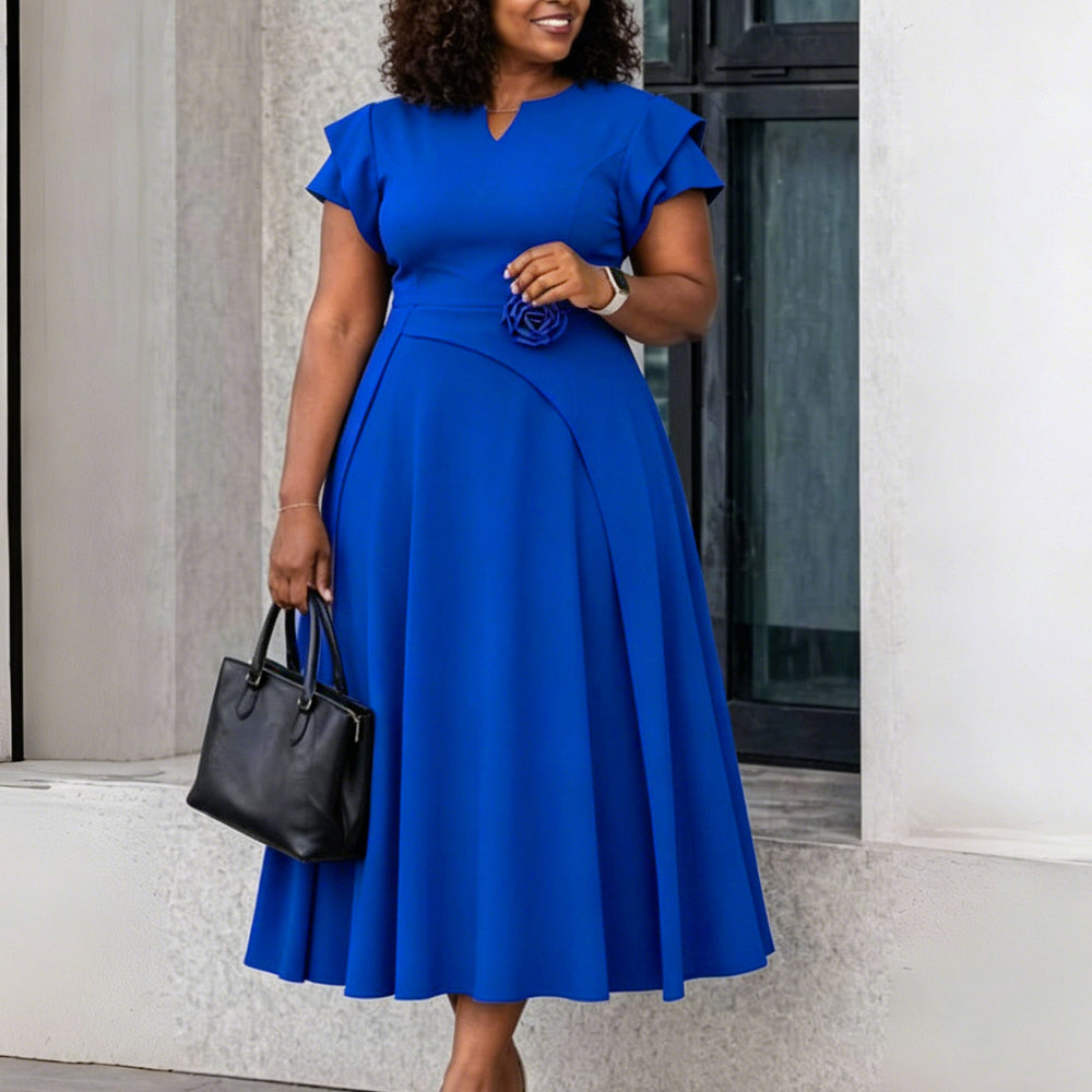 D3367 women's summer new arrival: european and american style elegant plus size midi high waist a-line african dress