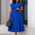 D3367 women's summer new arrival: european and american style elegant plus size midi high waist a-line african dress