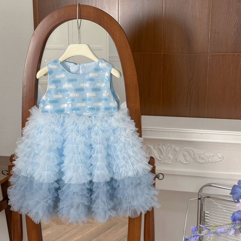 Girls' summer dress  new style - little girl's birthday cake dress - baby chic chanel-inspired princess dress