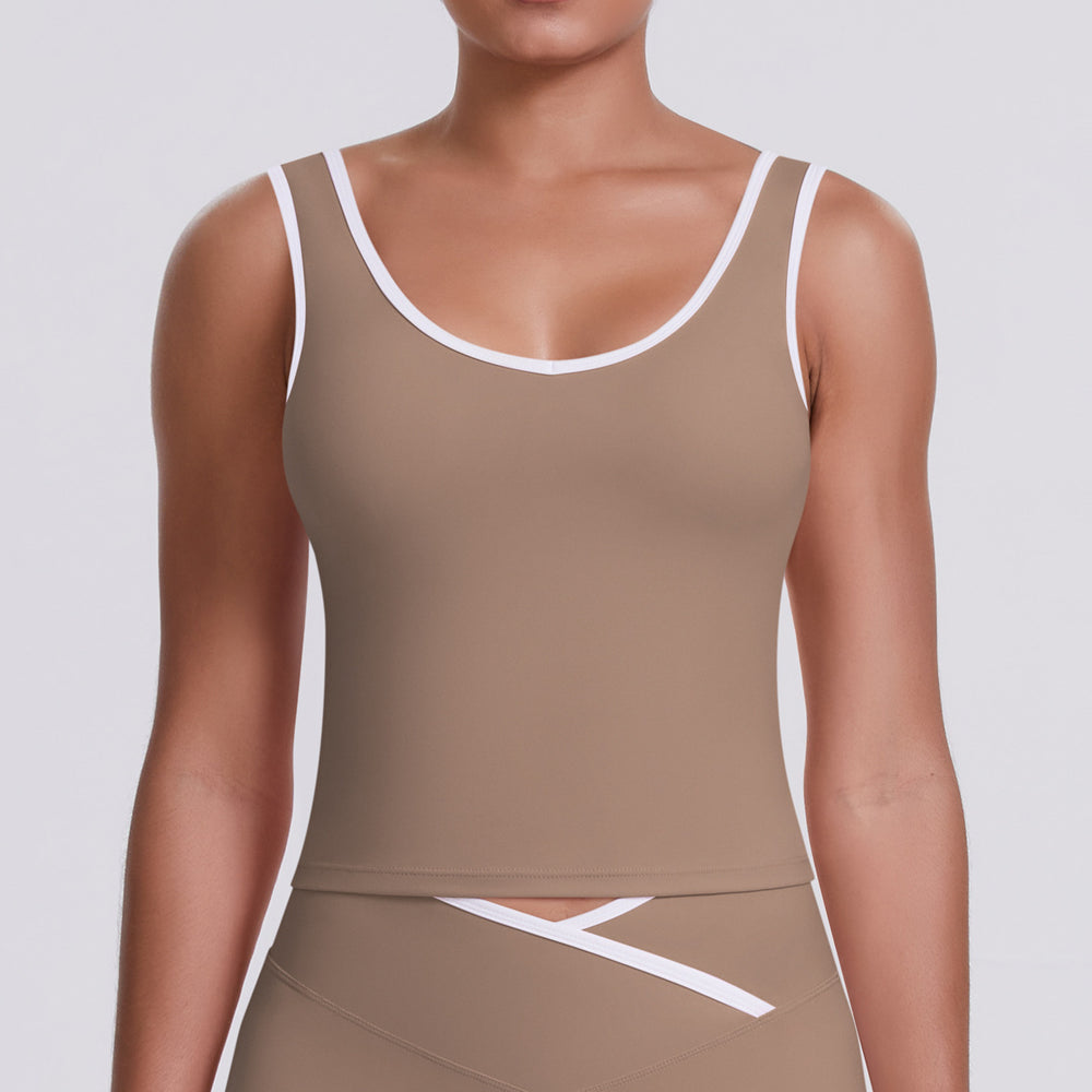 New arrival nude contrast colorpatchwork yoga clothes quick-drying tight butt lifting sports multi-piece set outdoor running fitness suit