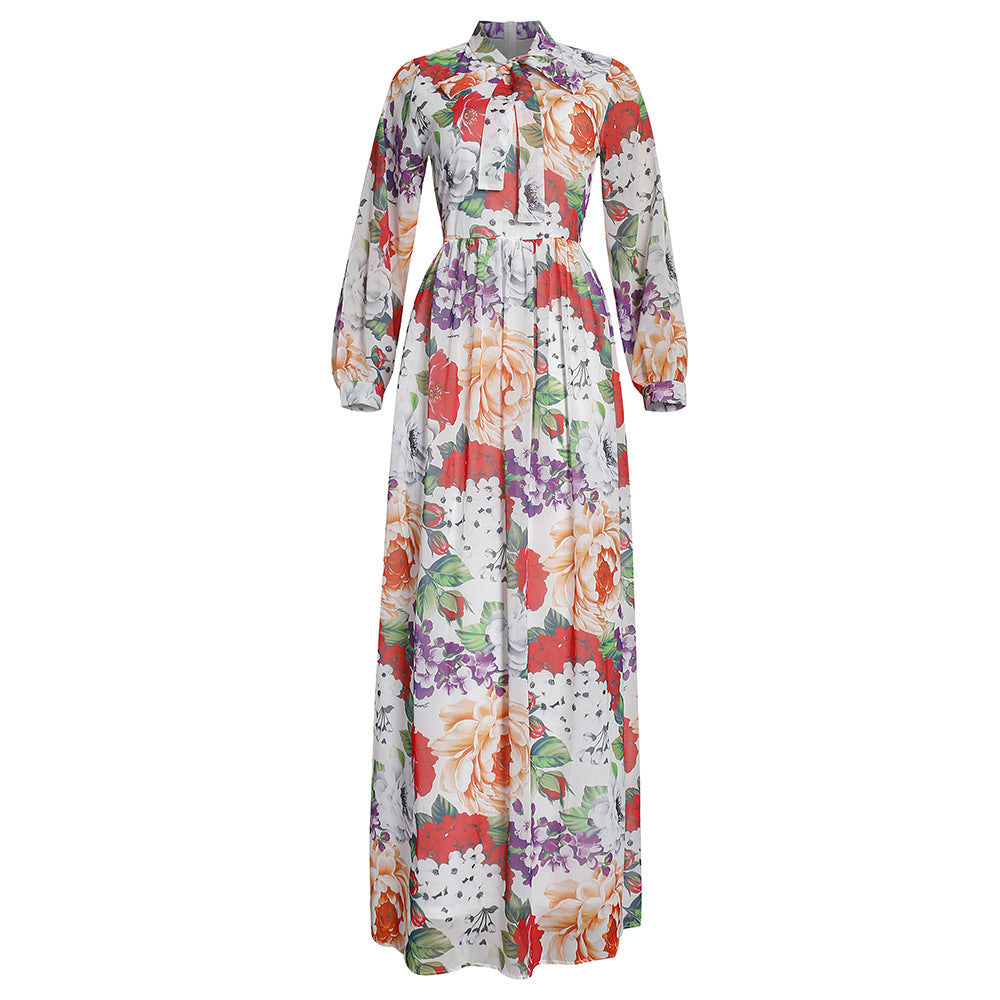 Aliexpress  african plus size women's printed office lady commute cross-border foreign trade long sleeve dress