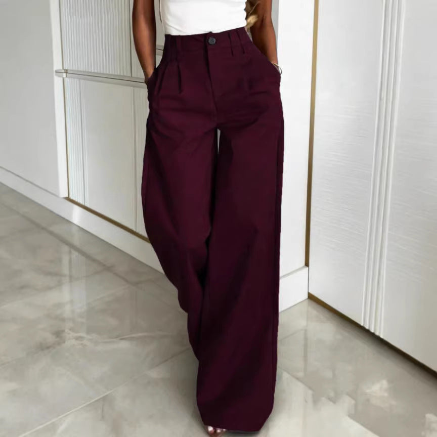 wine red texture classywork clothing suit pants for women spring and summer  high waist narrow version loose pants drapedpants