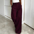 wine red texture classywork clothing suit pants for women spring and summer  high waist narrow version loose pants drapedpants