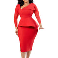 D314 european and american plus size women's clothing  autumn new fashion asymmetrical neck elegant long sleeve african export dress