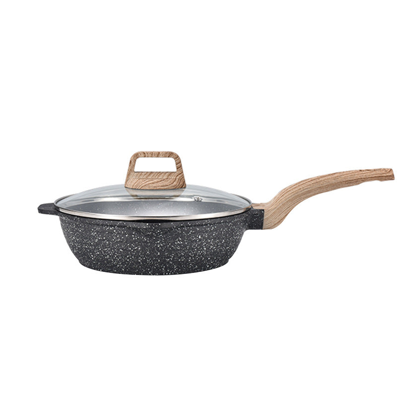 Household frying pan medical stone non-stick pan stripespan flat bottom pan oil-free cooking pot in stock wholesale induction cooker